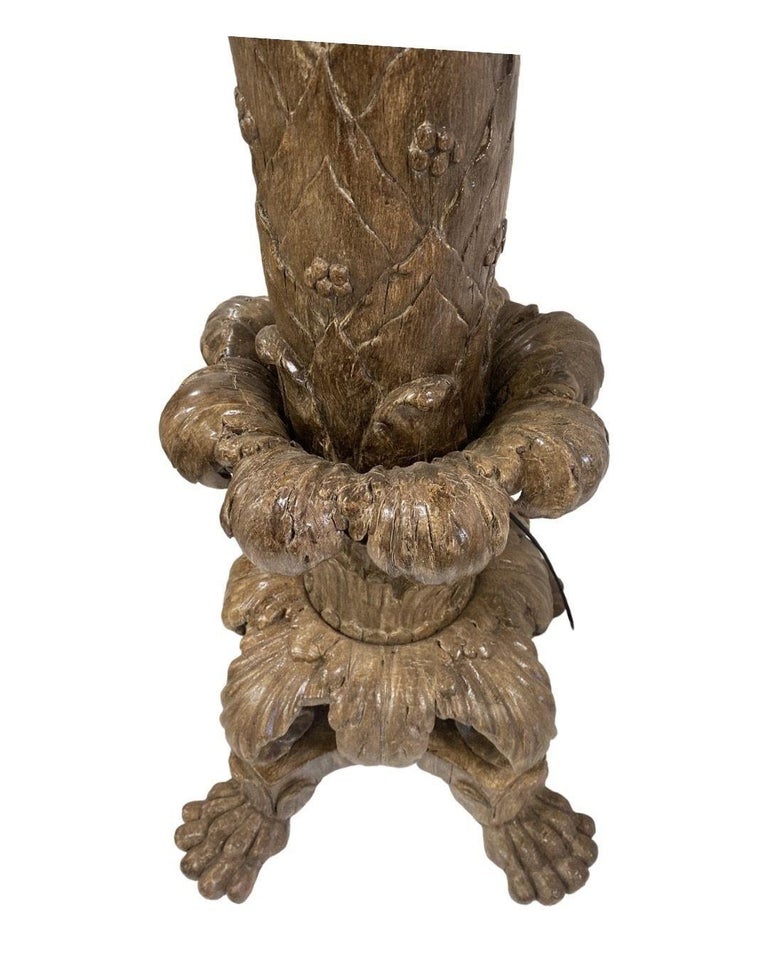 Vintage Italian Baroque Style Hand Carved Wood Floor Lamp