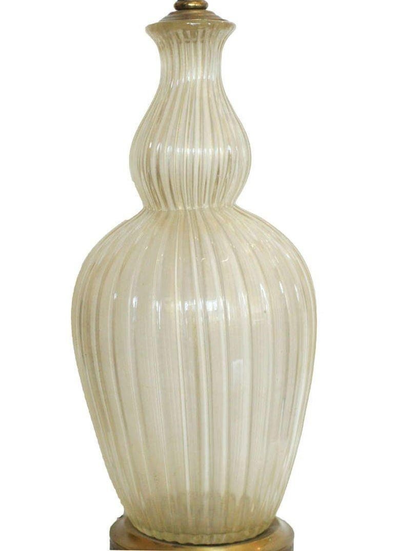 Large Hand Blown Murano Glass Table Lamp in Barovier Style