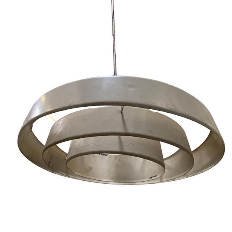 Mid-Century "Saturn" Ceiling Steel 19" Pendant by Kurt Versen, 22 Available