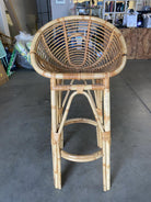 Restored Stick Rattan Bar Stools in the Manner of Albini, Pair