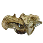 Mid-century Bullicante Amber Gold-Tone Ruffle Murano Art Glass Ashtray