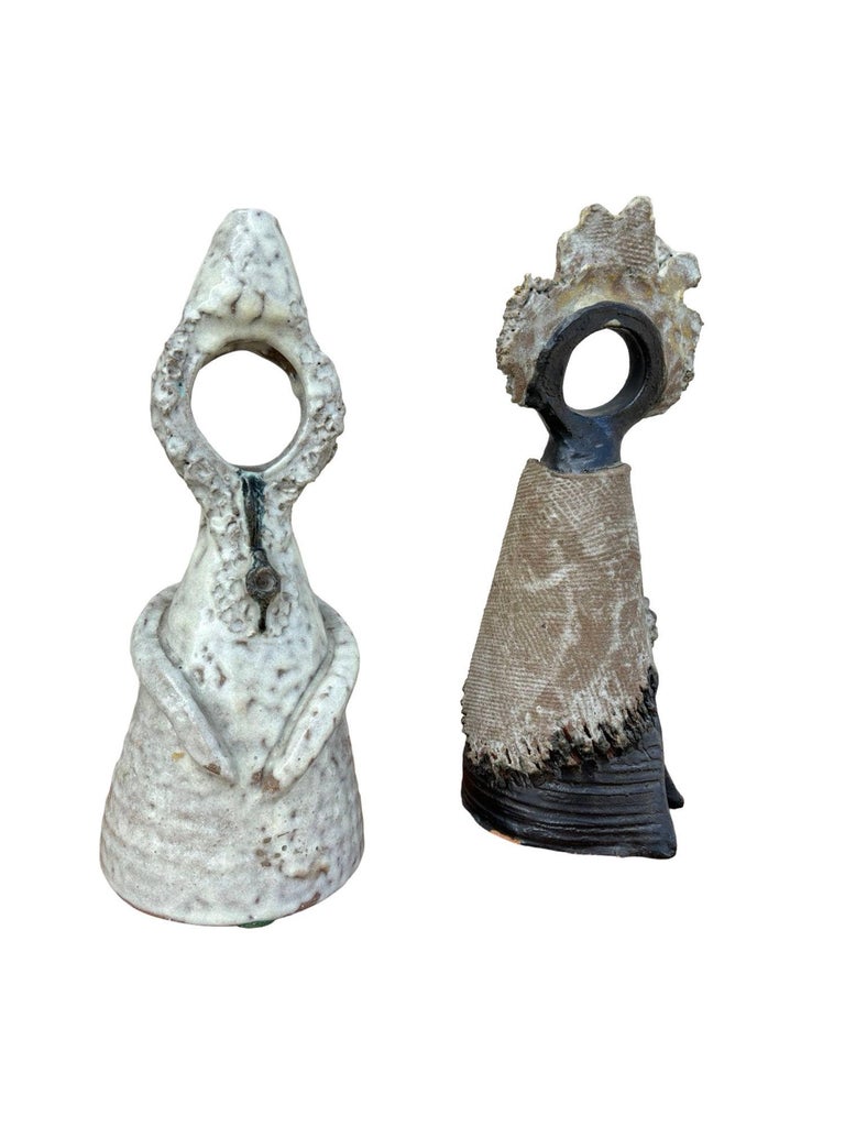Terracota Glazed Anthropomorphic Sculpture Male and Female signed by Artist