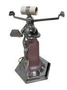 Frankart Era Art Deco Style Chrome Figural Lamp w/ Vivian Glass Shade