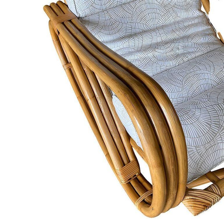 Restored 3-Strand Reverese Pretzel Rattan Rocking Chair