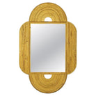 Large 47"x 30" Italian Restored Streamline Split Reed Rattan Arched Wall Mirror