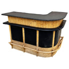 Restored Stacked Front Stacked L Shaped Rattan Bar w/ Nailhead Naugahyde Top