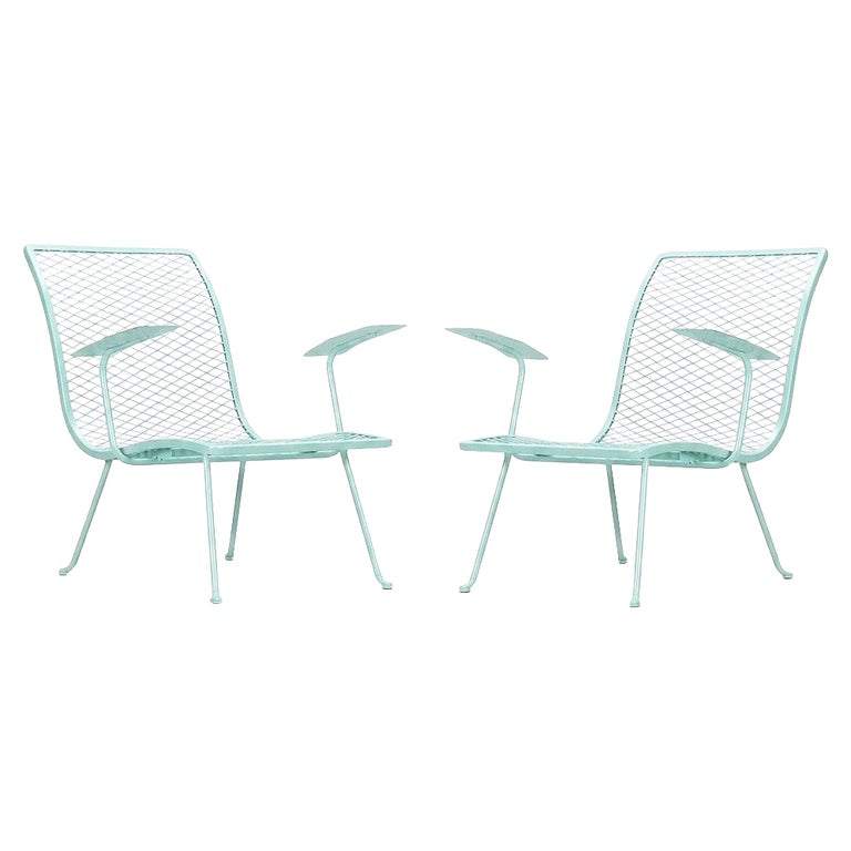 Pair of Teal Outdoor Patio Lounge Chairs by Karl Lightfoot Studio
