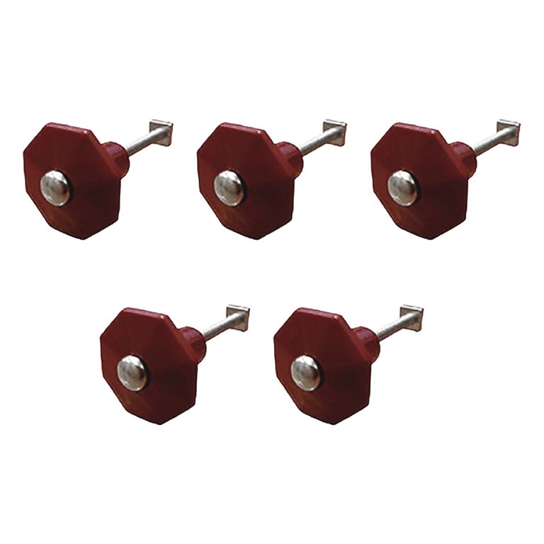 Art Deco Bakelite Octagonal Drawer Door Pull Handle in Burgundy Set of 5