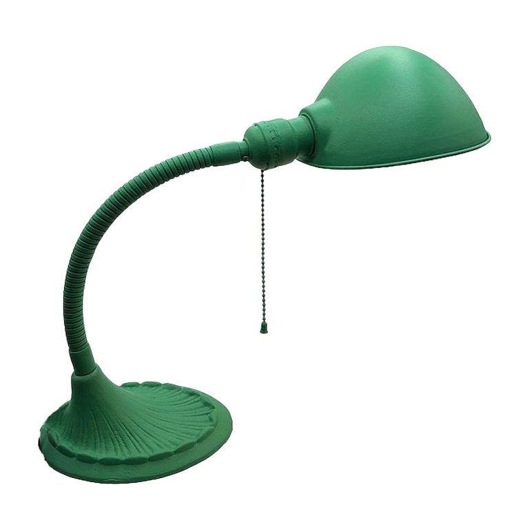 Art Deco Gooseneck Desk Lamp w/Dome Shade and Shell Base