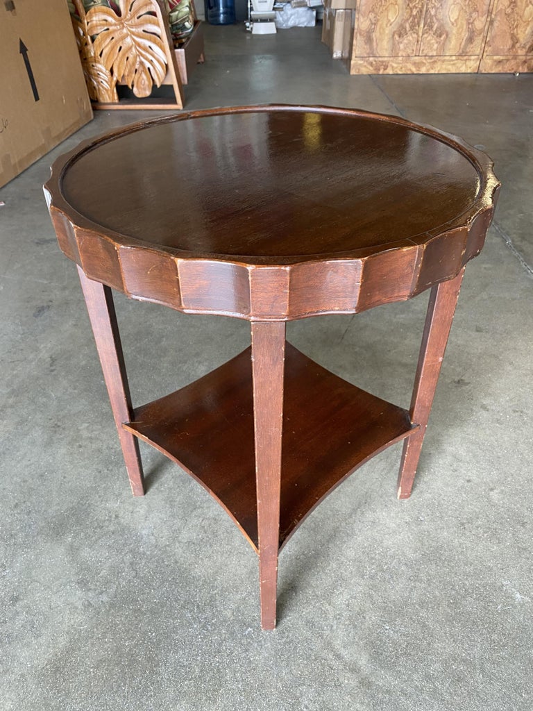 Round Art Deco Smoking Side Two-Tier Table with Bottle Cap Top