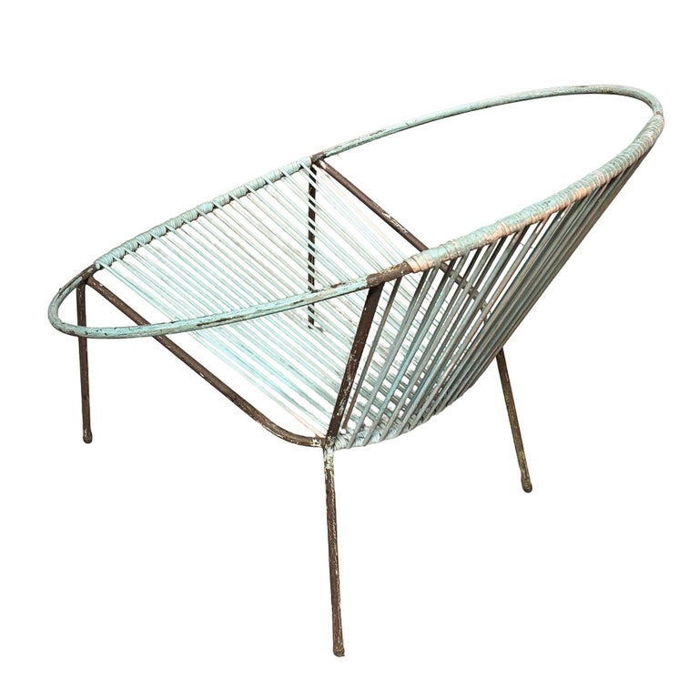 Mid-Century Iron and Rubber Cord Loop Outdoor/Patio Chair by Salterini, Pair