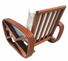 Rare 4-Strand like Carved Mahogany Square Pretzel Faux Rattan Lounge Chair, Pair