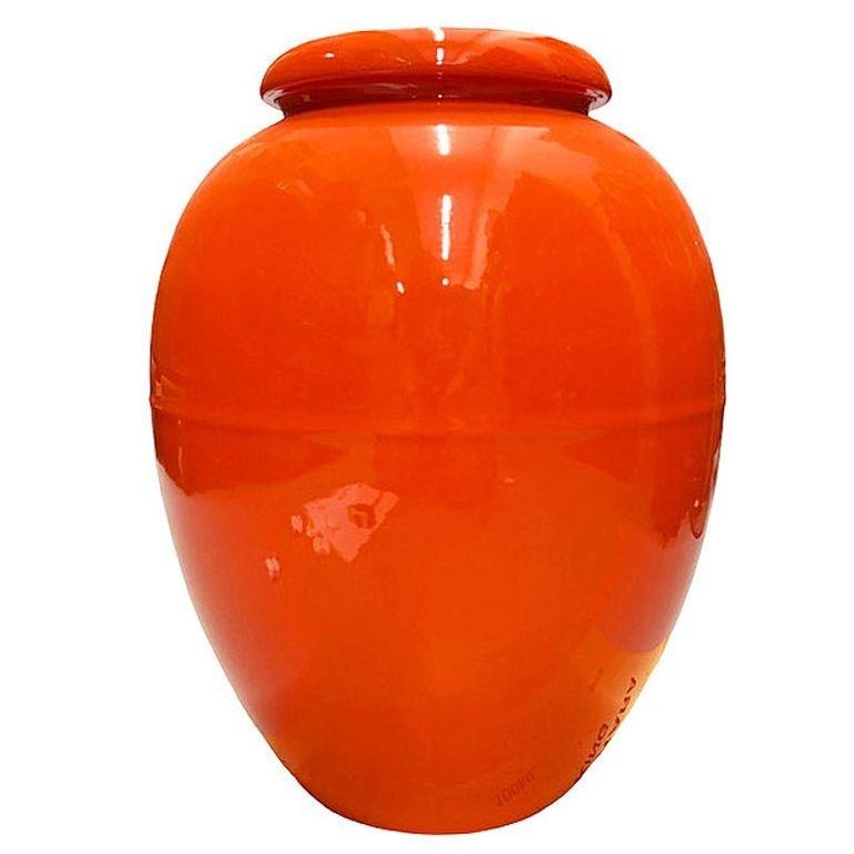 Large 15" Orange California Pottery Vase Planter Oil Jar by Bauer Pottery, 1920