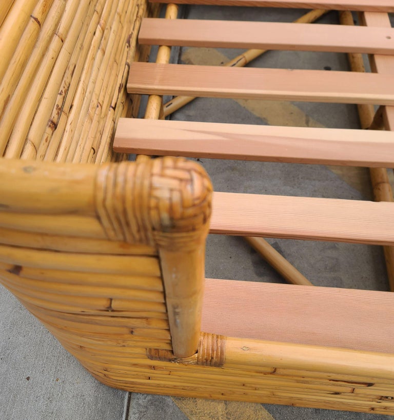 Vintage Full Size Stacked Rattan Bed Frame by Seven Seas