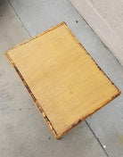 Restored Tiger Tortoise Bamboo Pedestal Side Table Storage Box