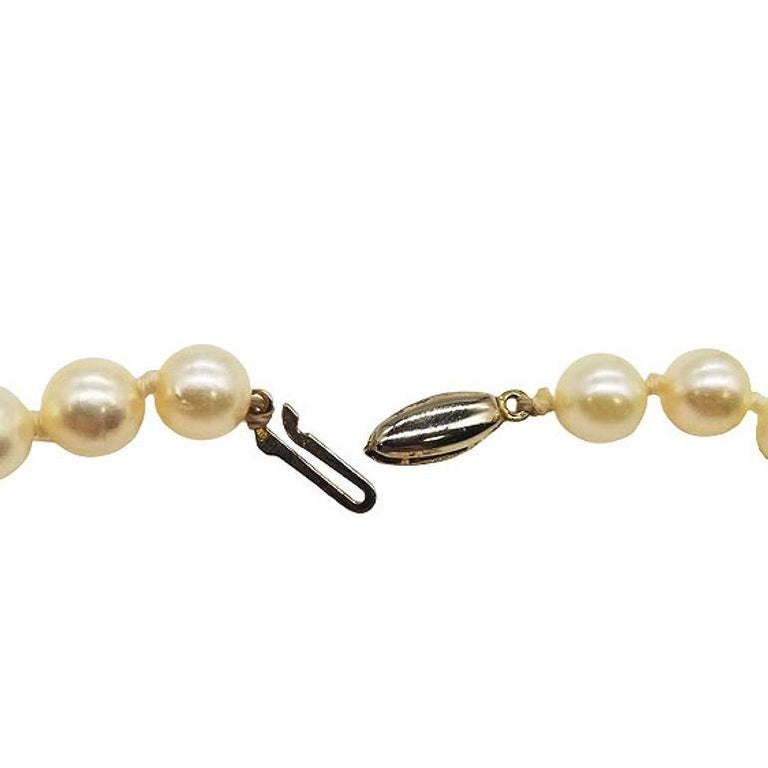 Mid-century South Sea Roud Pearl Choker Necklace on Silk Cord w/ Silver Clasp