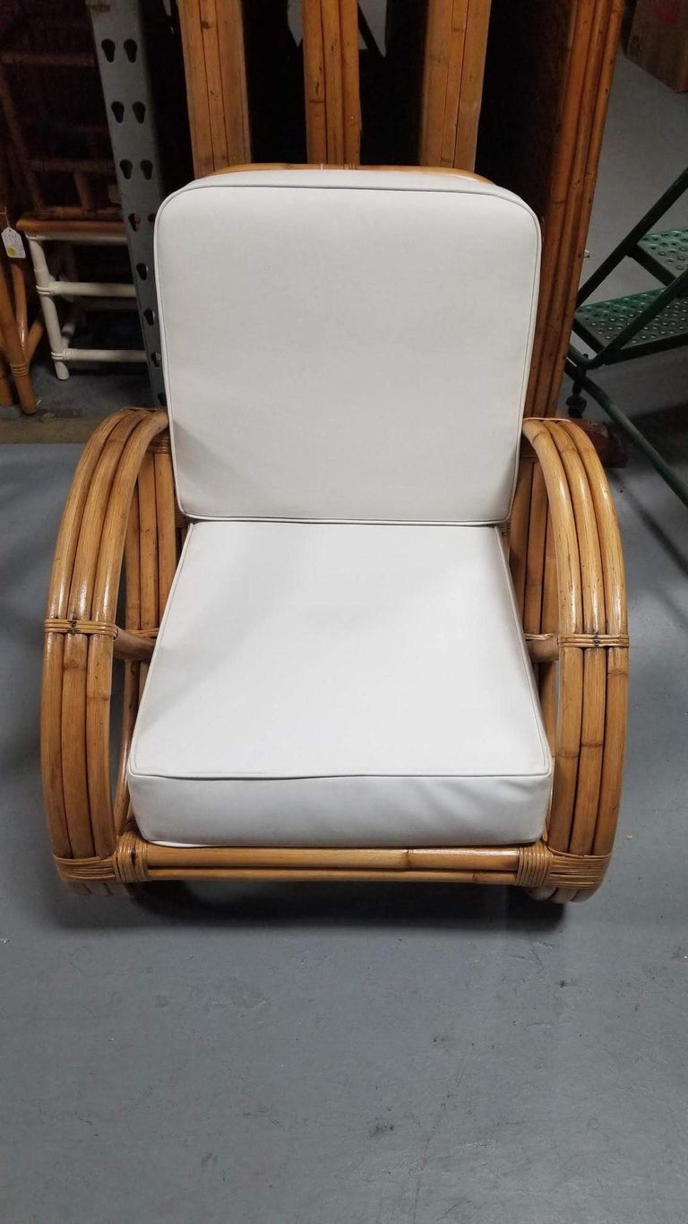 Restored Rattan Three-Strand Full Pretzel Lounge Chair and Three-Seat Sofa Set