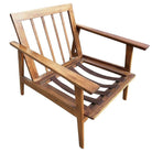 Scandinavian Modern MCM Walnut Framed Armchair with Striped Cushions