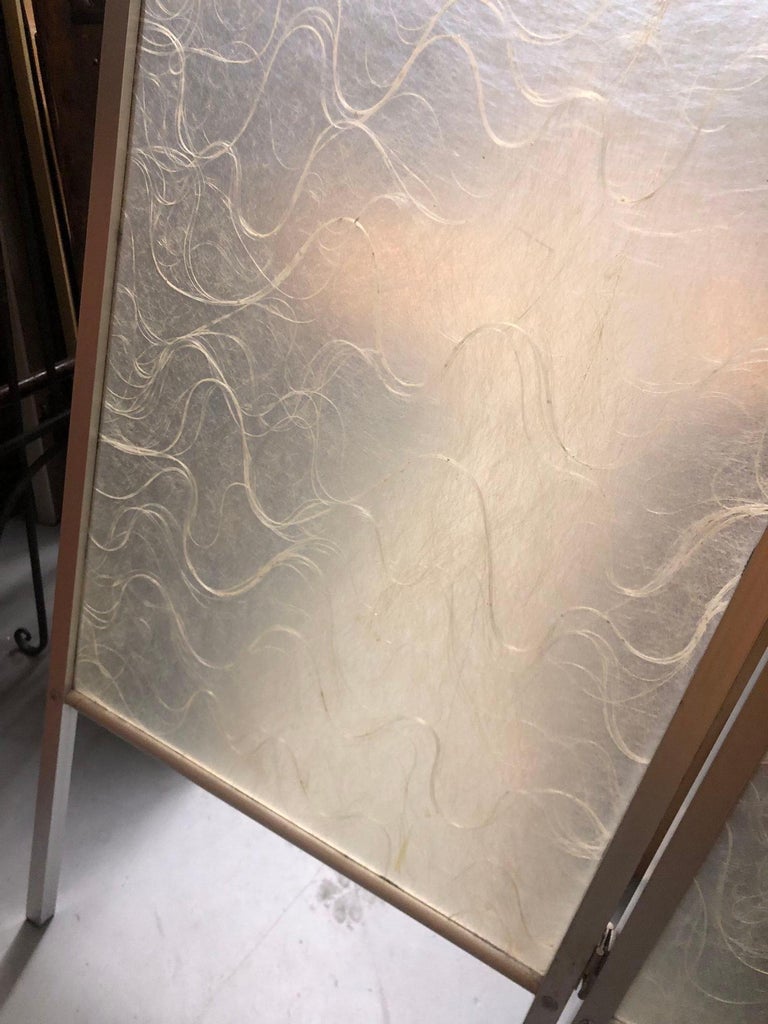 Modernist Brushed Aluminum & Spun Fiberglass Folding Screen