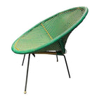 MCM Sam Avedon Styled Iron Outdoor/Patio Saucer Chair w/ Nylon Weaved Seat, Pair