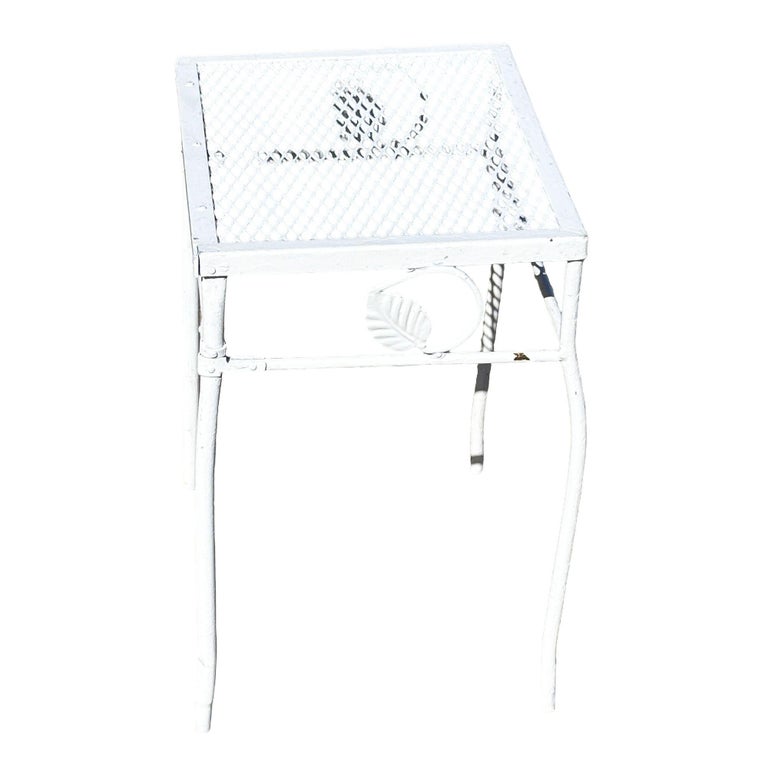 Mid-Century Wrought Iron Outdoor/ Patio Scrolling Side Table by Woodard
