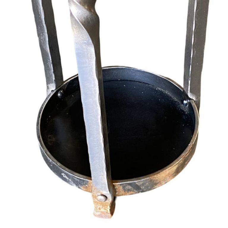 High Style Chromed Iron Art Deco Umbrella and Cane Holder Stand