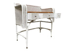 Shabby Chic White Wicker Mahogany Top Writing Secretary Desk w/ Chair
