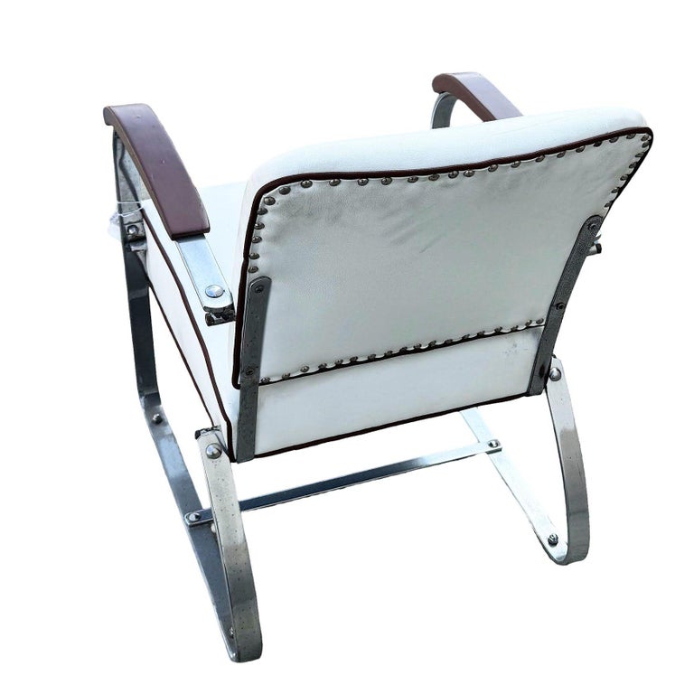 Streamline Art Deco Chrome Tubular Speed Lounge Club Chair, Lloyd Manufacturing
