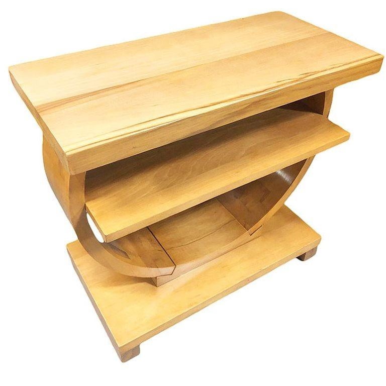 Blond Geometric Art Deco Side Table by Gilbert Rohde for Brown Saltman