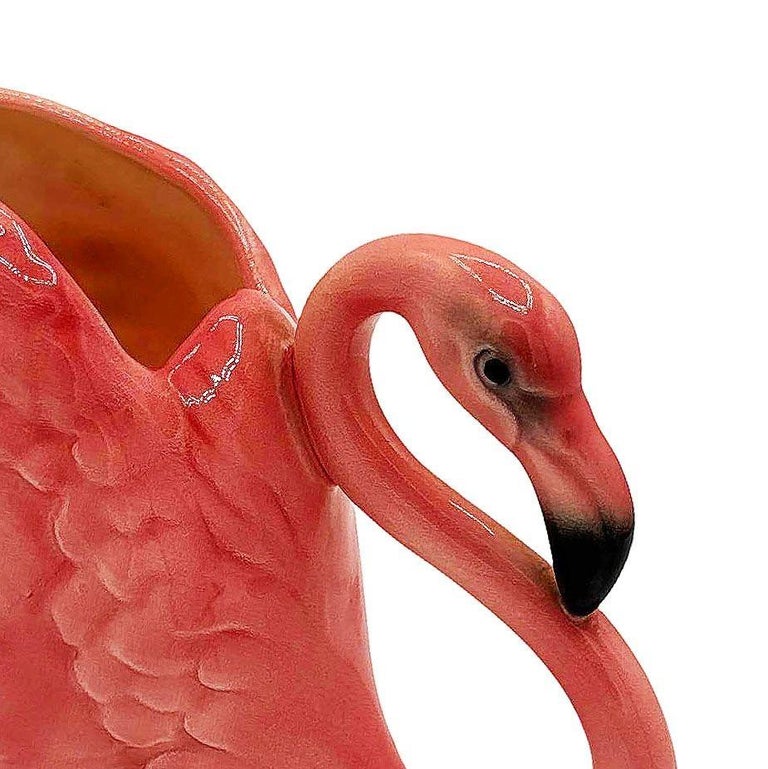 Rare Mid-century Ceramic Pink Flamingo Flower Table Planter Signed Will-George