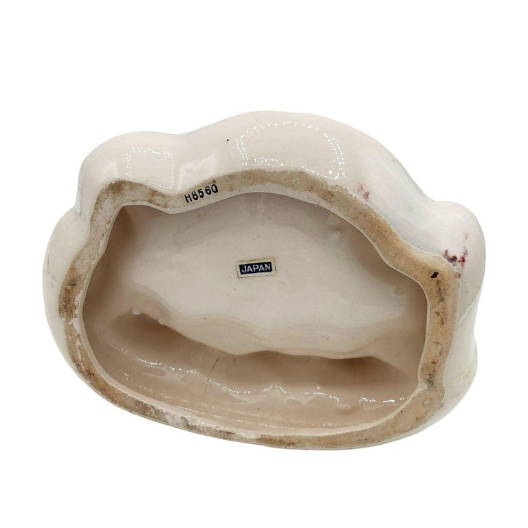 Mid-century Hand Painted Pink Flamingo couple in Pound Ceramic Scenic Sculpture
