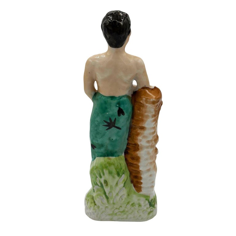 Mid-century Native Boy w/ Fruit Offering & Flowers Ceramic Miniture Figurine