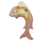 Rare Mid-century California Ceramic Pink & Gold Angel Fish Flower Wall Vase