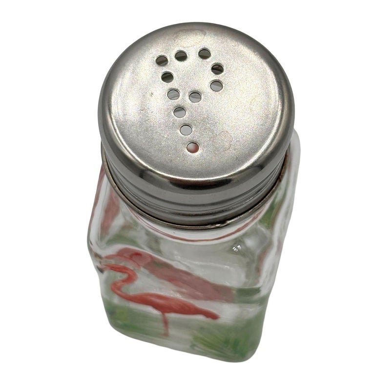 Hand Painted Pink Flamingo Glass Salt & Pepper Shakers by Michel Design Works