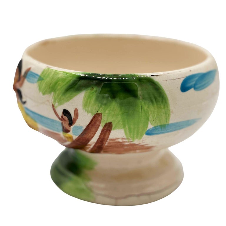 Midp-century Hand Painted Harveys Casino Lake Tahoe Hula Scorpion Tiki Mug Bowl
