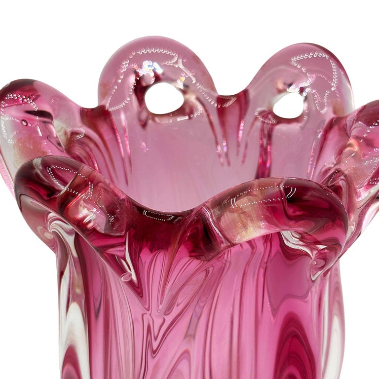 MCM Czech Cranberry Art Glass Vase by Josef Hospodka for Chribska Glassworks