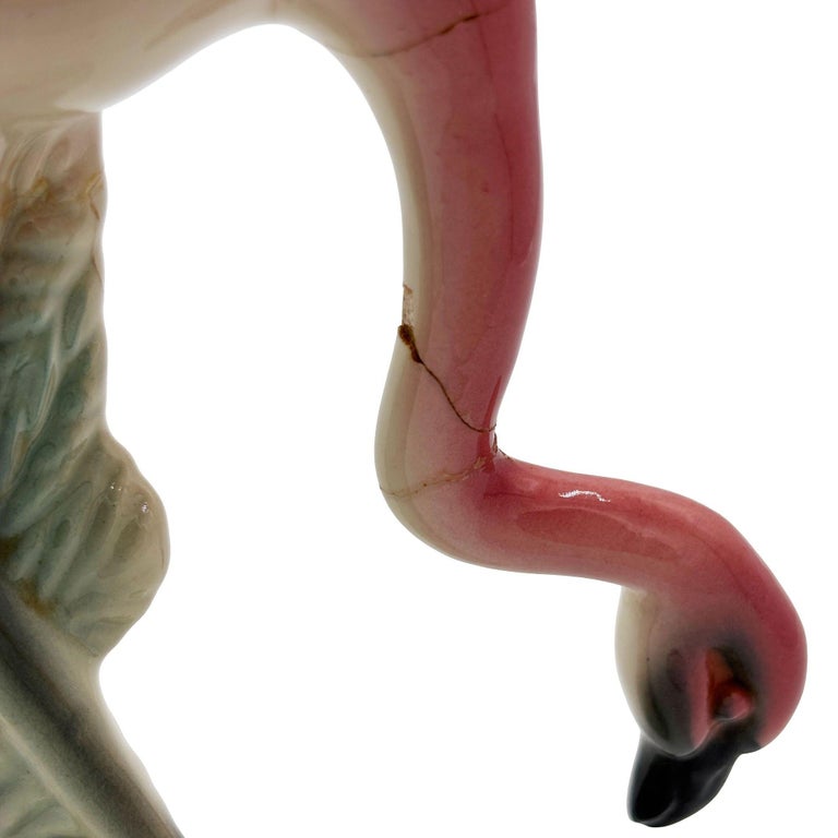 Mid-century California Pottery Ceramic Searching Pink Flamingo Figurine
