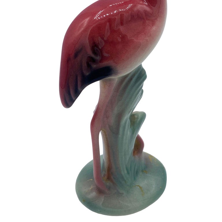 Mid-century Standing Tall Pink Flamingo Ceramic Tabletop Sculpture Brad Keeler