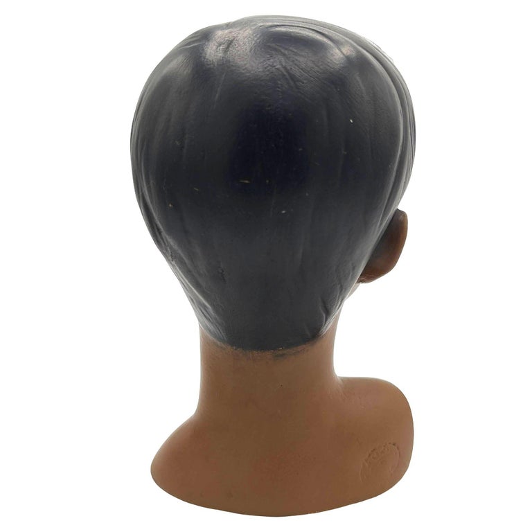 Mid-century Hawaiian Polynesian Boy Chalkware Bust Statue by Marwal
