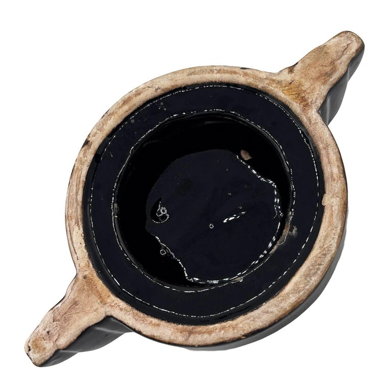 Rare Black Stepped Streamline Art Deco Ceramic Ashtray
