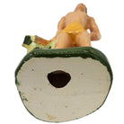 Mid-Century Hand Painted Native Surfer w/ Gold Machete Ceramic Sculpture