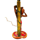 MCM Hand Painted Hawaiian Hula Resin Table Lamp by Santana w/ Wipplestitch Shade