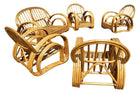 Restored 4-Strand Double Arch Speed Arms Rattan Sofa & Chairs Livingroom Set