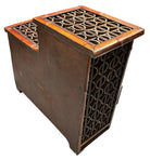 Late Qing Dynasty Split Bamboo & Lattice Top Chippendale Cabinet w/ 3 Drawers