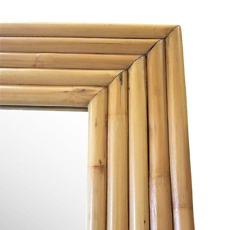 Restored 1948 Seven-Strand Rattan Mirror by Tropical Sun Rattan Co, 3 Available