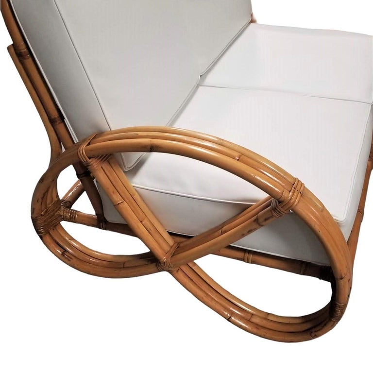 Restored Modernist 3-Strand Round Full Pretzel Rattan Settee