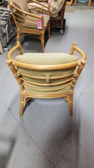 Restored Rattan Barrel Back Dining Chair Armchair W/ Skeleton Arms - Pair