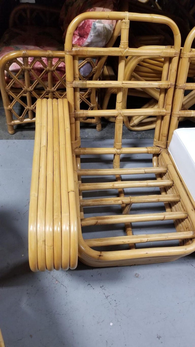 Restored Rattan Six Strand Square 3/4 Pretzel Livingroom Sofa and Chairs Set