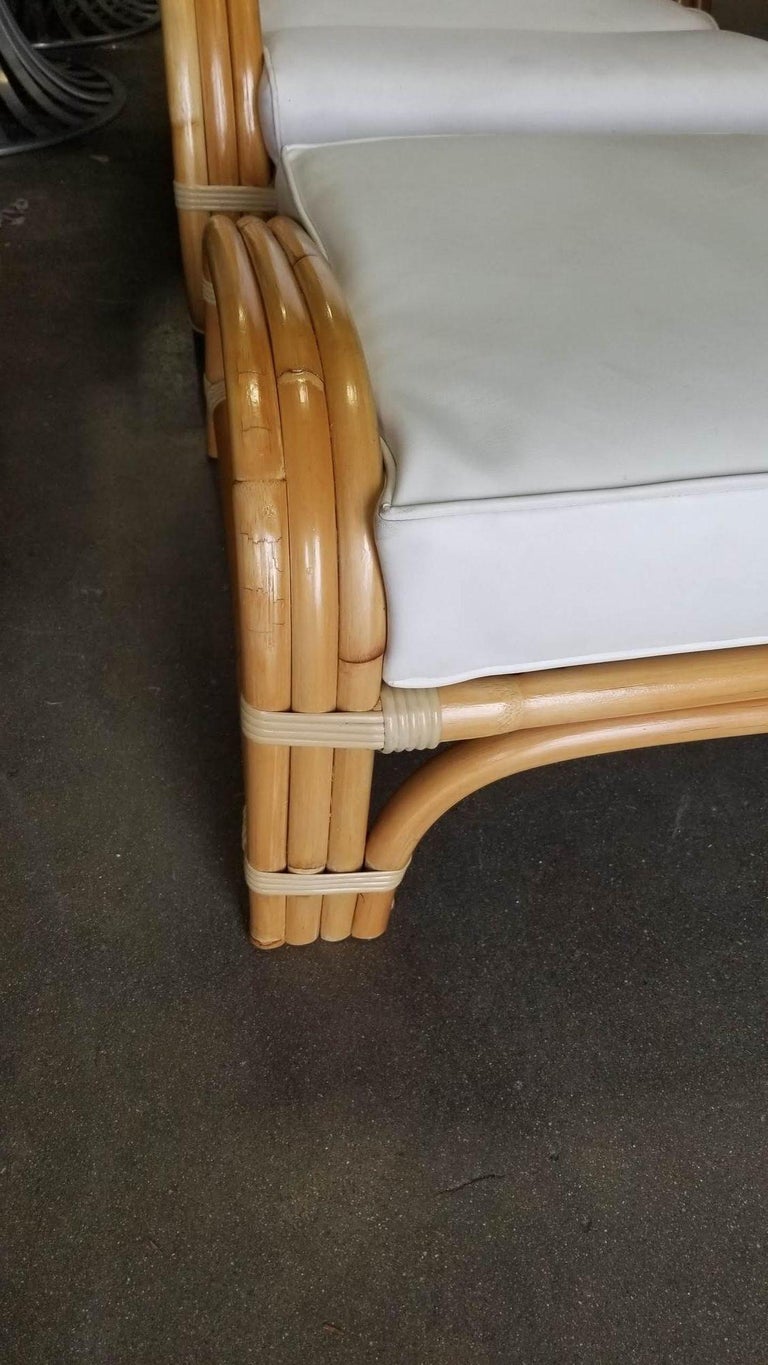 Restored Reverse Pretzel Three Strand Lounge Chair and Matching Ottoman