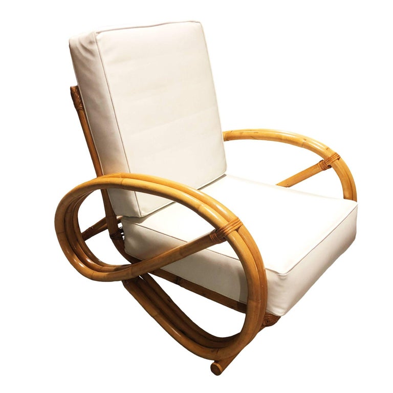 Restored 2-Strand 3/4 Pretzel Rattan Sectional Sofa w/ Lounge Chair